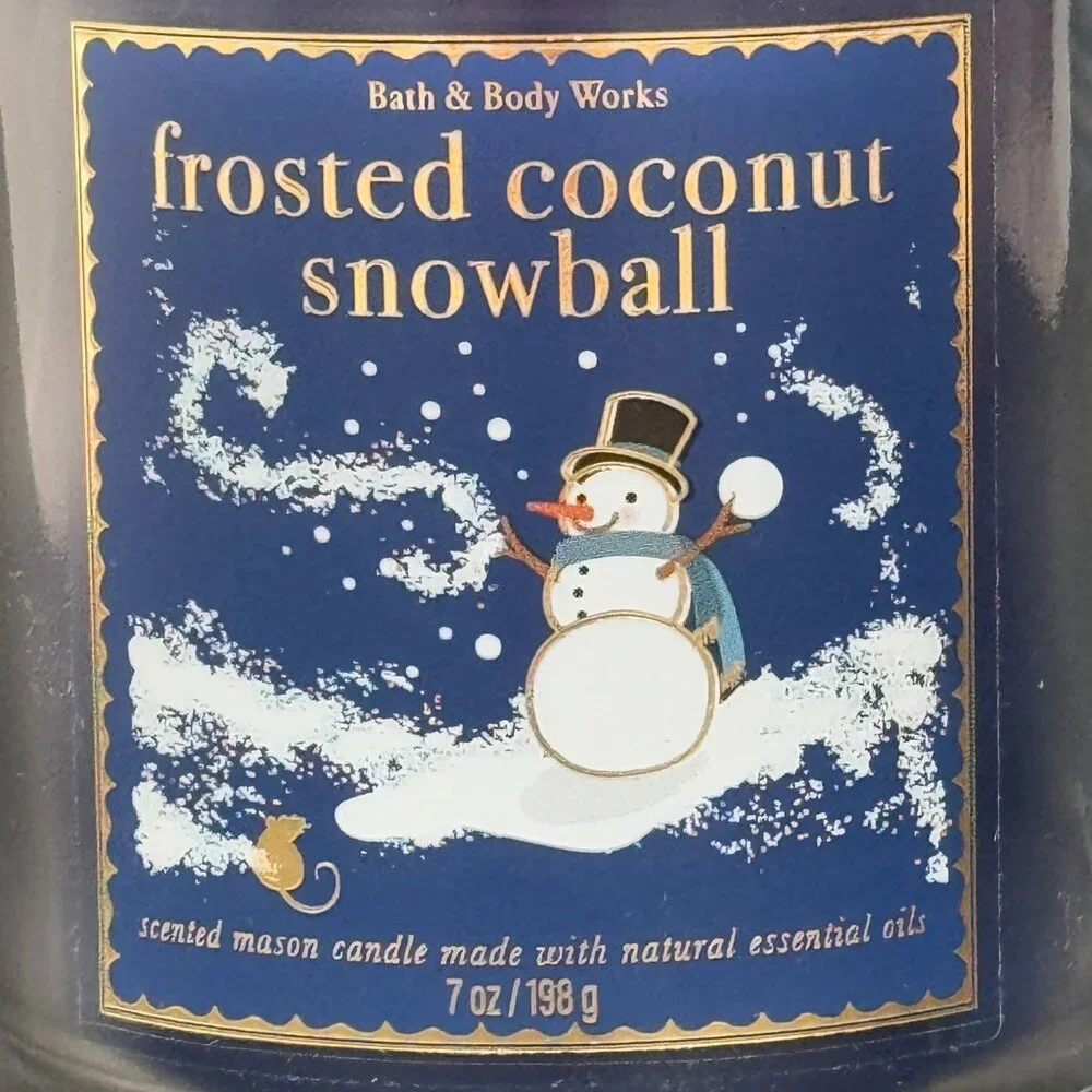 BBW Frosted Coconut Snowball Bath & Body Works Mason Jar Single Wick Candle